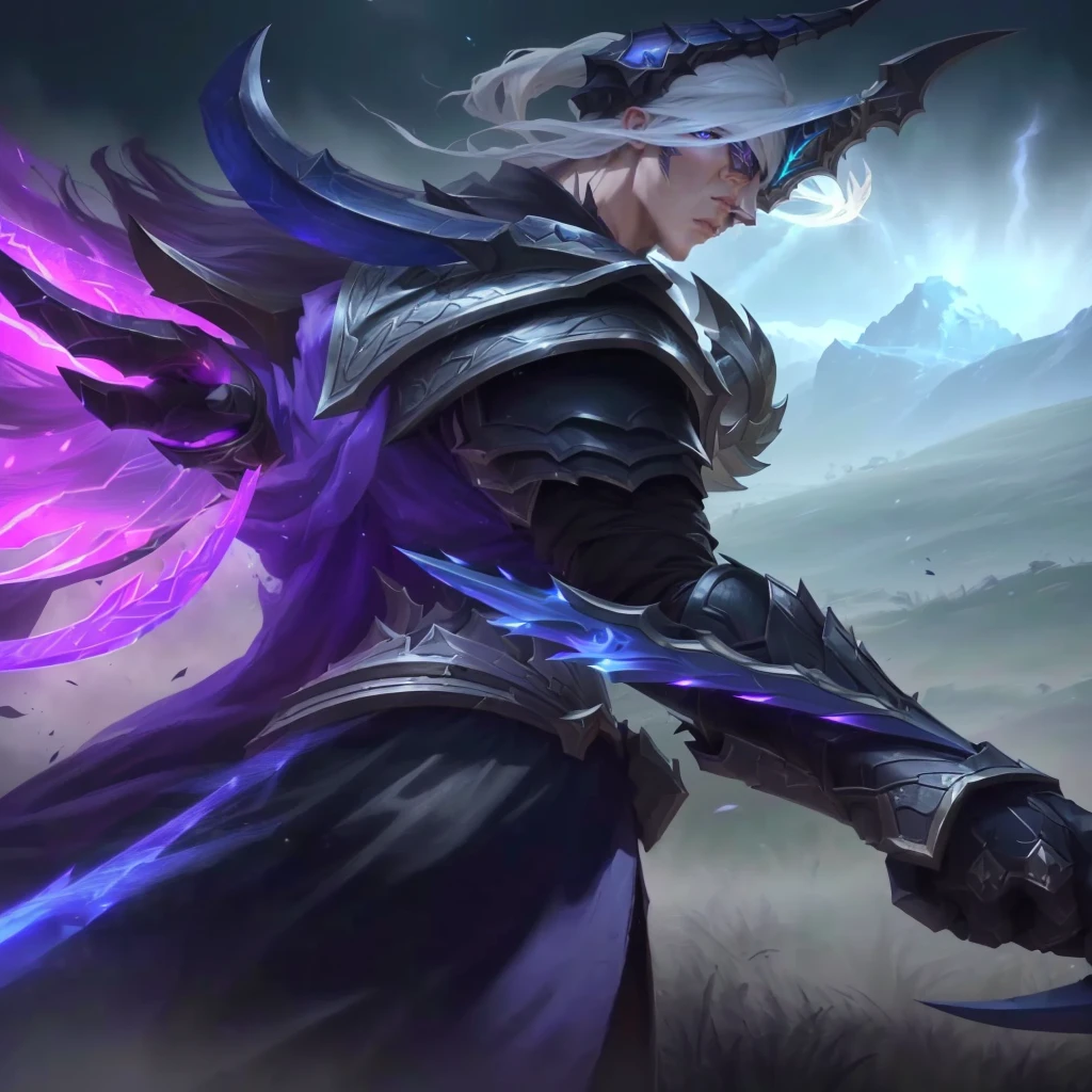 a close up of a person with a sword in a field, 8k hd wallpaperjpeg artifact, 8 k hd wallpaperjpeg artifact, painted portrait of mordekaiser, league of legends character, nocturne from league of legends, league of legends art, league of legends character art, mobile wallpaper, aurelion sol, official splash art, phone wallpaper