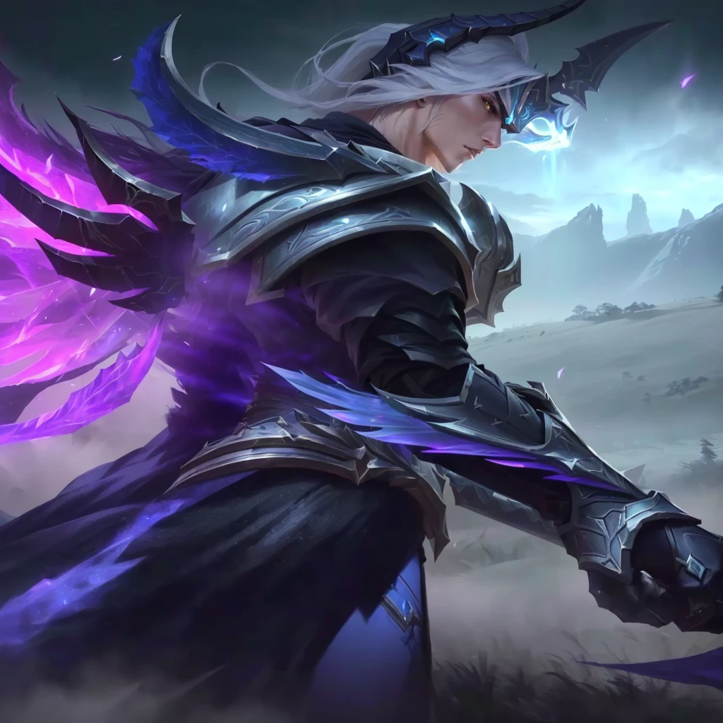 a close up of a person with a sword in a field, 8k hd wallpaperjpeg artifact, 8 k hd wallpaperjpeg artifact, painted portrait of mordekaiser, league of legends character, nocturne from league of legends, league of legends art, league of legends character art, mobile wallpaper, aurelion sol, official splash art, phone wallpaper
