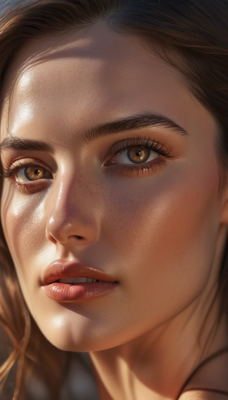 1girl, artistic photography style, warm color scheme, best quality,4k,8k,highres,masterpiece:1.2),ultra-detailed,(realistic,photorealistic,photo-realistic:1.37),HDR,studio lighting,extreme detail description,professional,vivid colors,bokeh a beautiful girl, (best quality,4k,8k,highres,masterpiece:1.2),ultra-detailed, (realistic,photorealistic,photo-realistic:1.37), colorful,vibrant colors,artistic style,smooth,sharp focus,(female:1.1), portrait, sunbeams serve the girl's face, her brown eyes glow from the sun, eyelids are clearly visible.