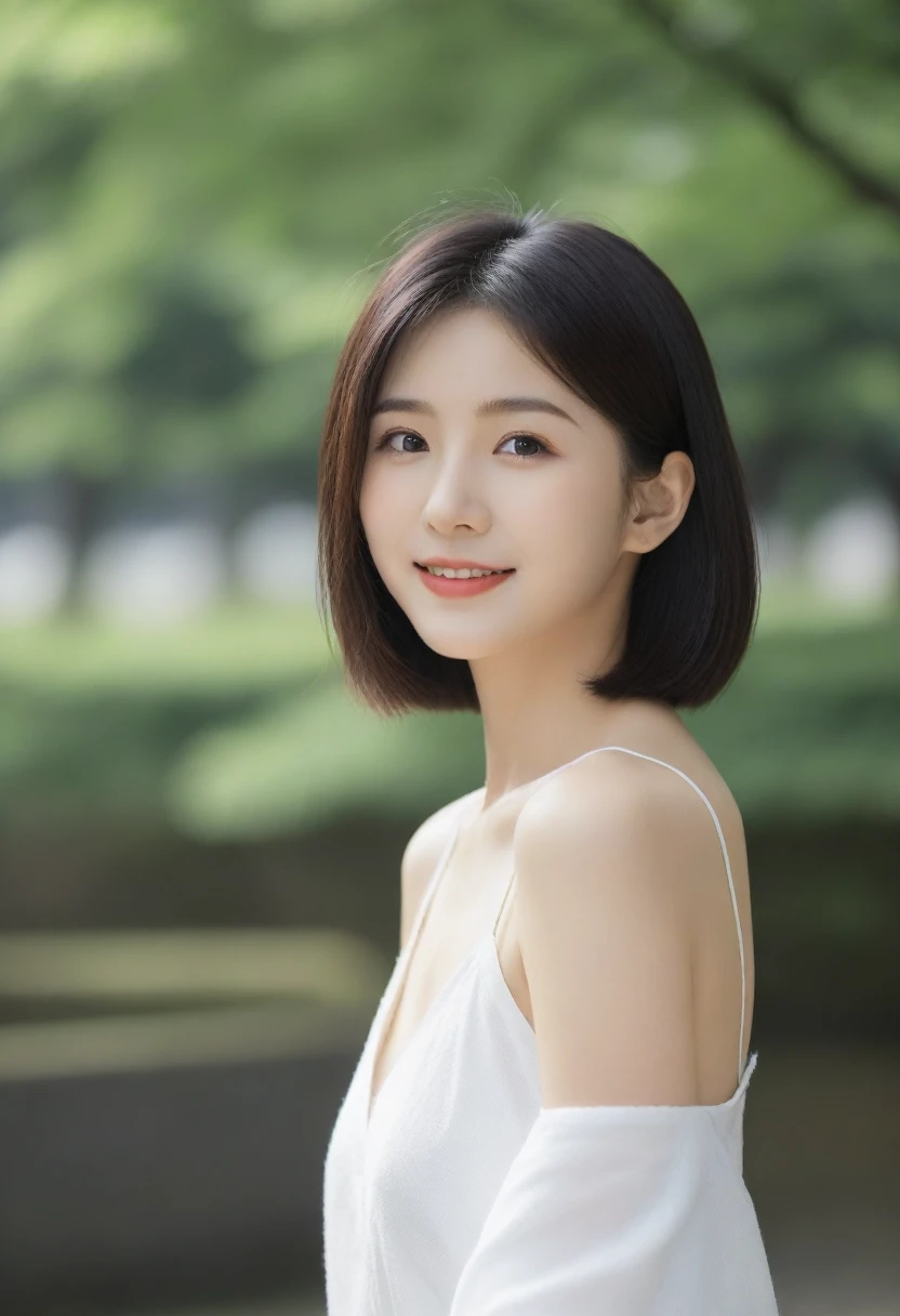 8k, Ultra-high resolution, Highest quality, masterpiece, 三分割法によるphotograph,Surreal, photograph, 1 girl, (:1.3), pretty girl, Cute face, Beautiful eyes in every detail, 細かくdetailedに,masterpiece,, One Girl:1.2, Japan Female Announcer,whole body,Young Wife,Urban area,street tree,Black Camisole Dress,Pencil Skirt,clavicle,Full of cleanliness,A carefree smile,Healing the heart,Short Bob,Looking at the audience、beauty,Long neck、Laugh a little、Please close your mouth and laugh、(((Ideal body type))),A-cup small breasts :2,、Portraiture:2、Perfect Anatomy、鮮明なdetailed、detailed、Surreal、Light and shadow,Strong light