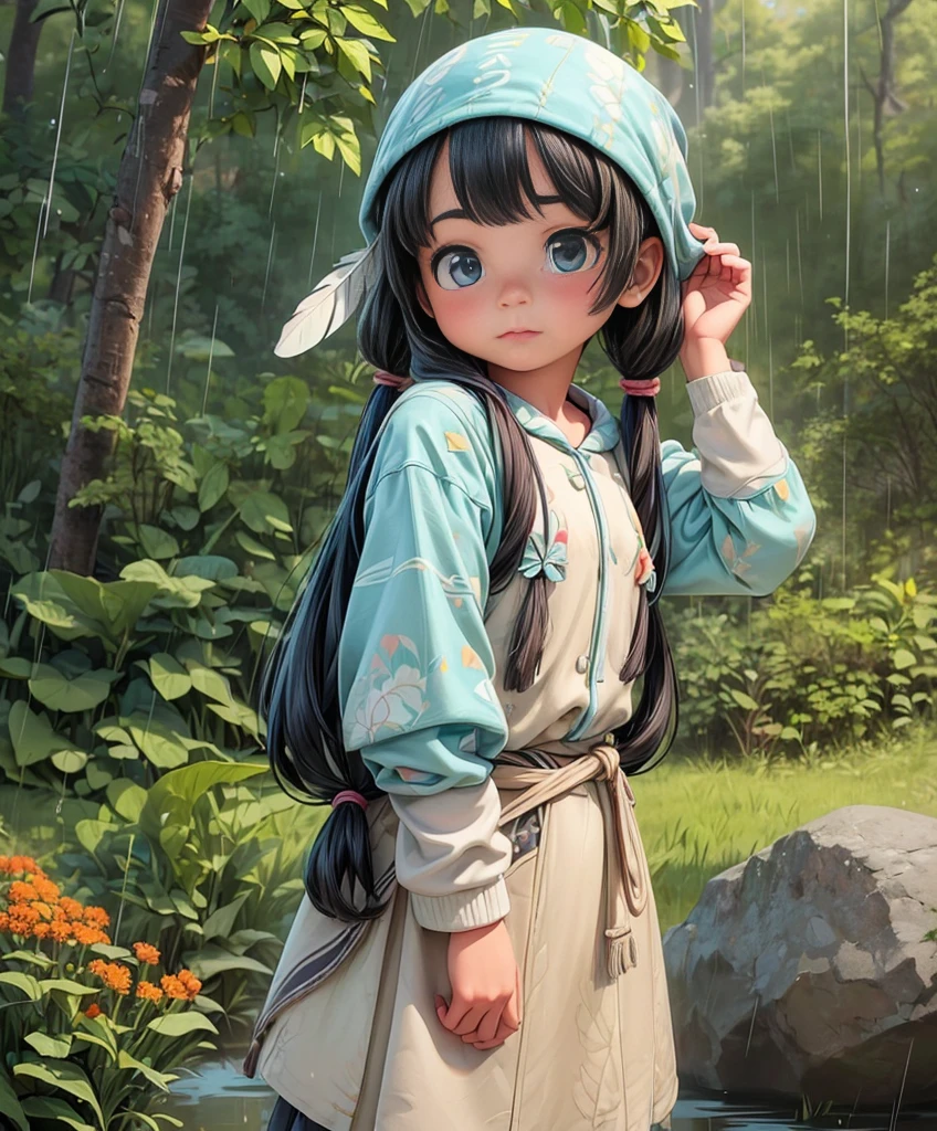 (masterpiece、Highest quality、Highest quality、Official Art、Beautiful and beautiful:1.2)、(One Girl:1.3)Hatsune Miku、Twin tails,Big Breasts,  score_9, score_8_in addition, score_7_in addition, score_6_in addition, Classification_Explicit, 1 Girl, ((18 years:1.2)),(Highest quality,High resolution,Very detailed,Actual),Native American Ariana Grande,(Wild Indian Native American:1.4), lip, Big bright eyes, Bright Blue Eyes, ((Ruby:1)), (cabello ondulado length trenzado nativo indio: 1.2), (female Born in the USA:1.4) ,(native indian feathers :1.4), (Facial details: 1.5, Bright Blue Eyes, Beautiful Face, Cute eyes, Iris Coating, labios Delgados: 1.5, Delgado, pale, Sharp eyebrows, length, Thick eyelashes, Double Tab),(Perfect hand detail : 1.4 ) , (Large leaf in the forest background :1.4), (Born in the USA v2.1), (Born in the USA:1.4), (fondo desierto casa Born in the USA:1.4), (Dynamic cowboy pose),(( Beautiful American Indian Warrior:1.4), (Beautiful American Indian Warrior: v2.1)) , (Bright colors), (Big stone background:1.4 ), (Grassland Background :1.4), (It rains:1.4), (Autumn on the prairie :1.4), (vestidor Born in the USA:1.4), (Real v2.1), (Perfect Anatomy) ,Tiwanaku_Gate of the Sun