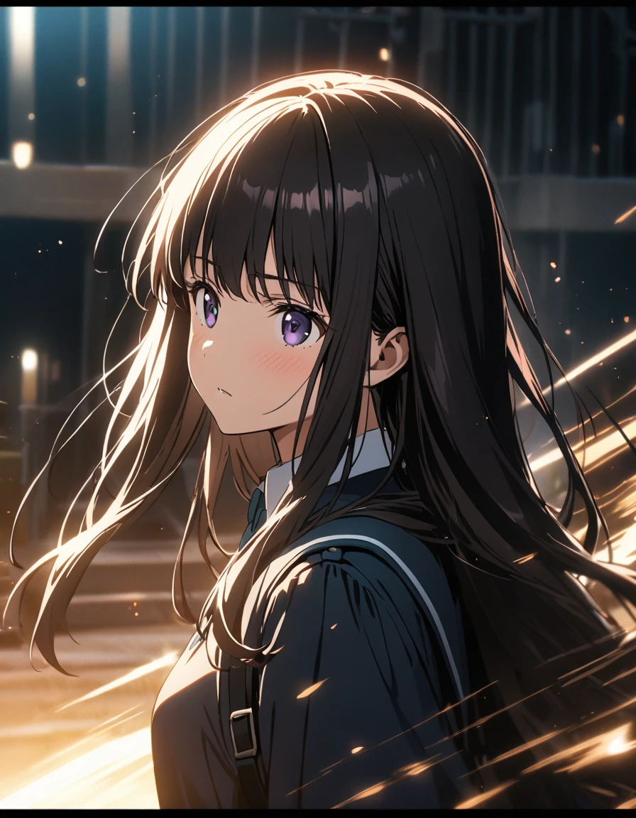 Inoue Takina, (motion lines, ), (cinematic lighting),