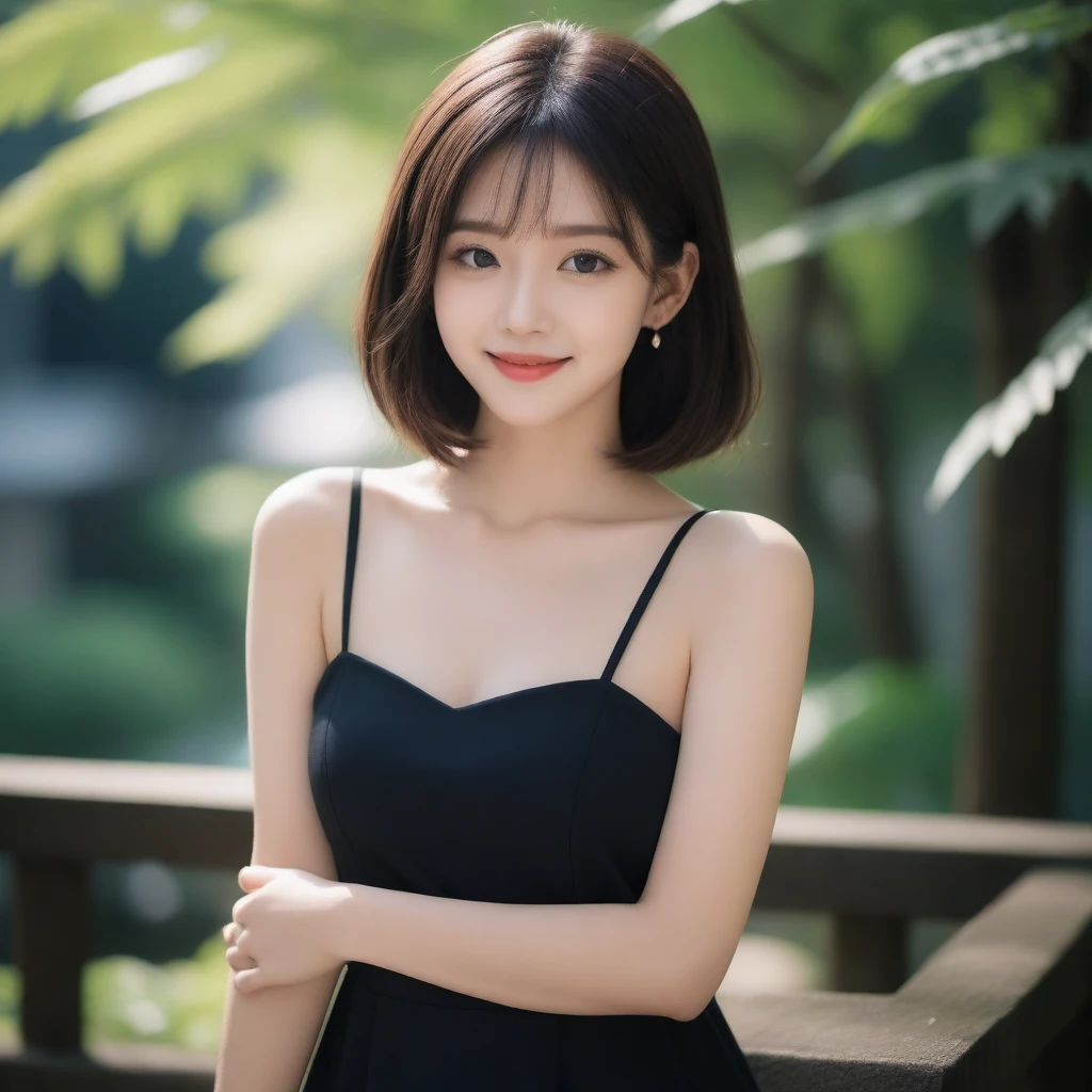 8k, Ultra-high resolution, Highest quality, masterpiece, 三分割法によるphotograph,Surreal, photograph, 1 girl, (16 years old:1.3), pretty girl, Cute face, Beautiful eyes in every detail, 細かくdetailedに,masterpiece,, One Girl:1.2, Japan Female Announcer,whole body,Young Wife,Urban area,street tree,Mini length dress,Full of cleanliness,A carefree smile,Healing the heart,Short Bob,Looking at the audience、beauty,Long neck、Laugh a little、Please close your mouth and laugh、(((Ideal body type))),A-cup small breasts :2,、Portraiture:2、Perfect Anatomy、鮮明なdetailed、detailed、Surreal、Light and shadow,Strong light