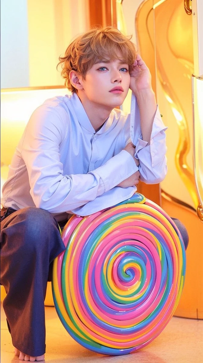 Blonde boy with blue eyes and a white sweater posing for a photo., Ulzzang masculino, Jung Jaehyun, con ojos rojos brillantes, Cai Xukun, handsome japanese demon boy, Kim Doyoung, ulzzang, Jinyoung Shin, XQC, Sus ojos sangran intensamente, ojos rojos luminosos, flequillo blanco, his eyes are red and glowing