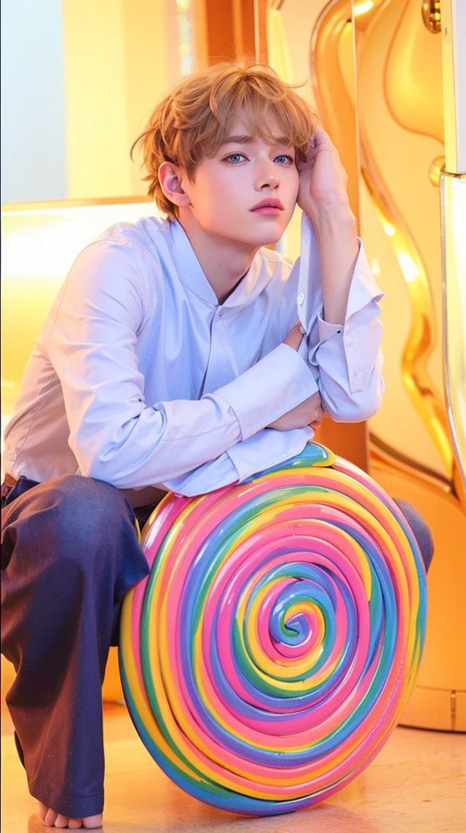 Blonde boy with blue eyes and a white sweater posing for a photo., Ulzzang masculino, Jung Jaehyun, con ojos rojos brillantes, Cai Xukun, handsome japanese demon boy, Kim Doyoung, ulzzang, Jinyoung Shin, XQC, Sus ojos sangran intensamente, ojos rojos luminosos, flequillo blanco, his eyes are red and glowing