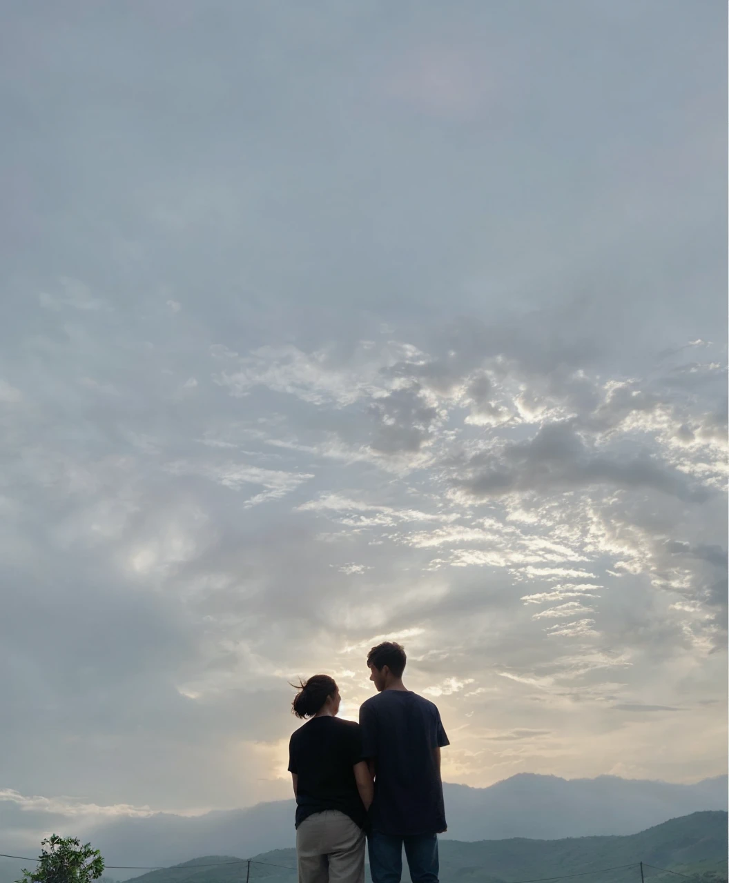 Make the male and female character glow in like a white and dreamy thing while maintaining their outline and keep the detailed image of the background