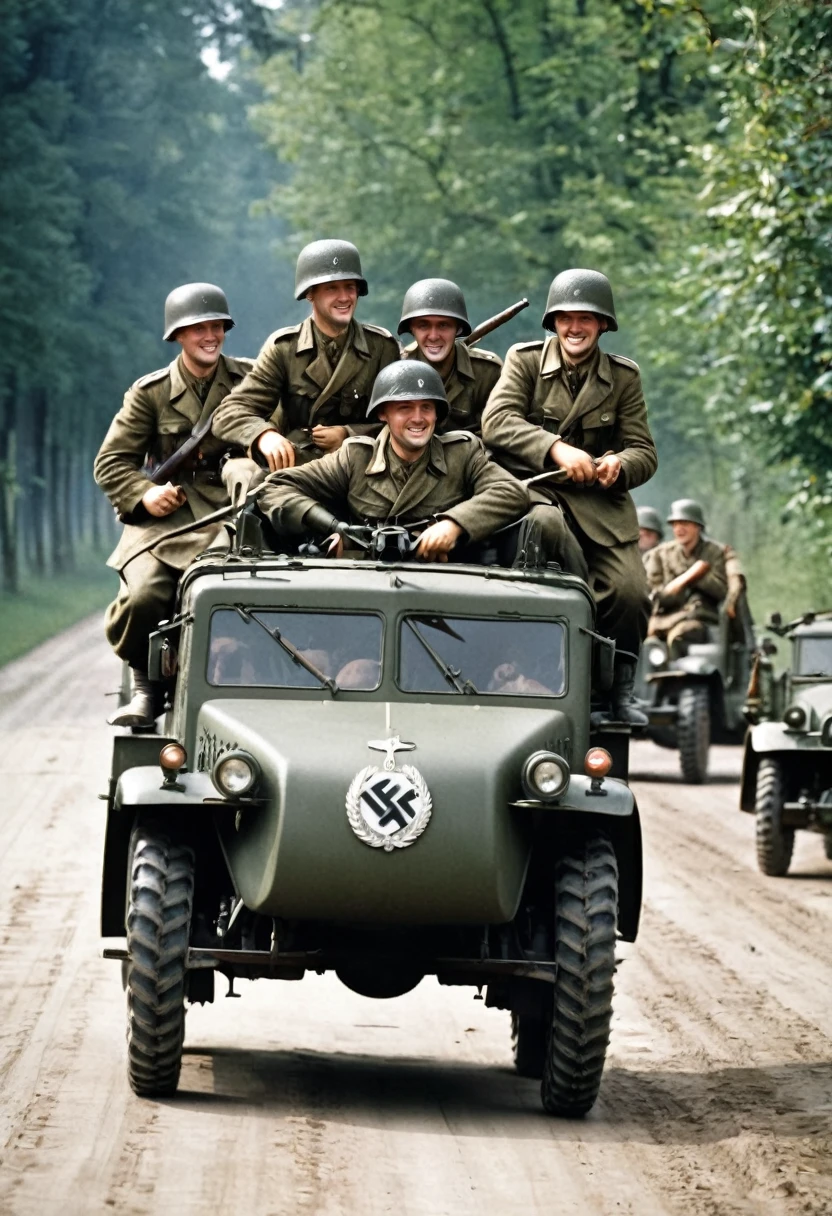 German soldiers riding a Kettenkrad,1945