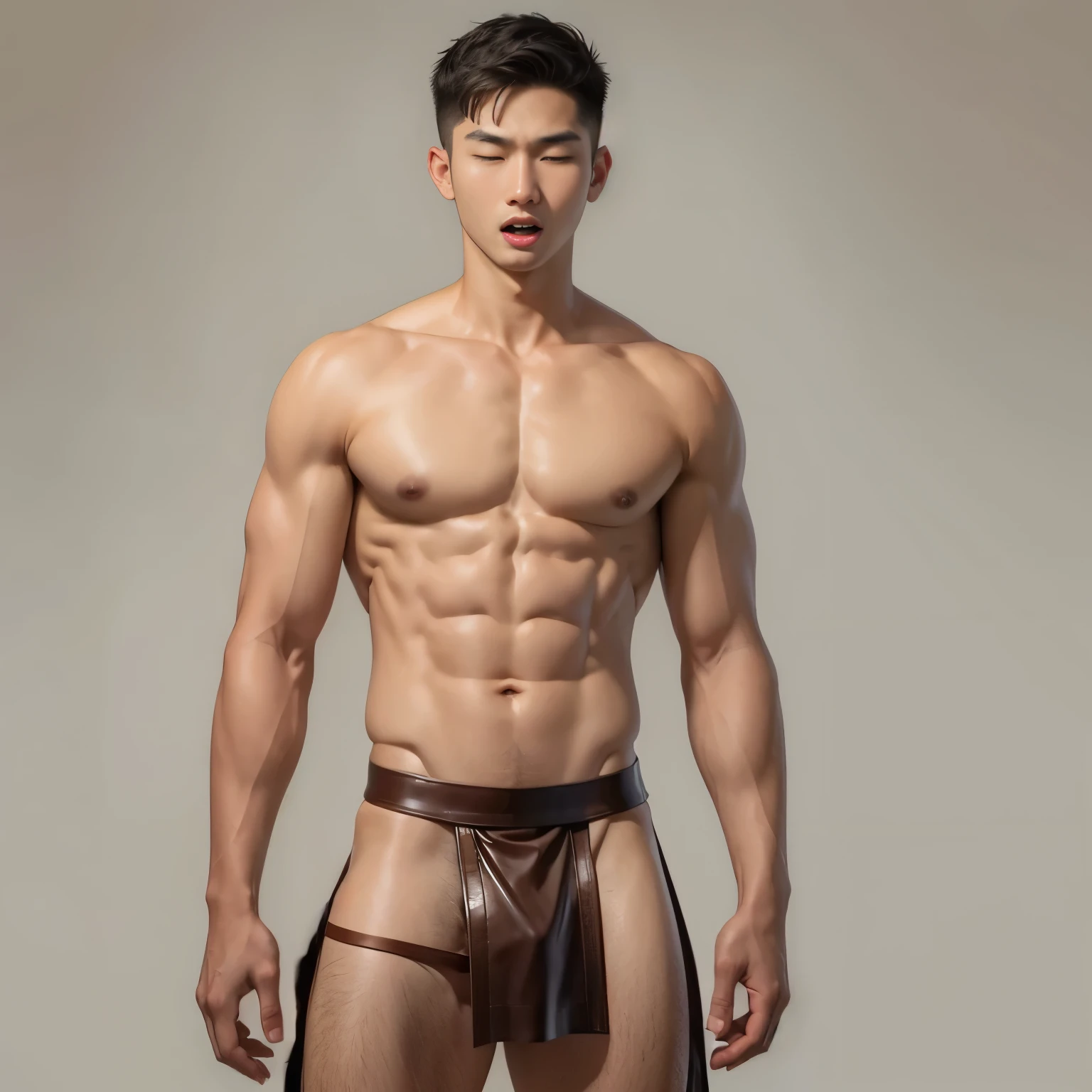 20-year-old, Mouth wide open, Eyes closed, The expression of reaching the climax, (asian people:1.2)