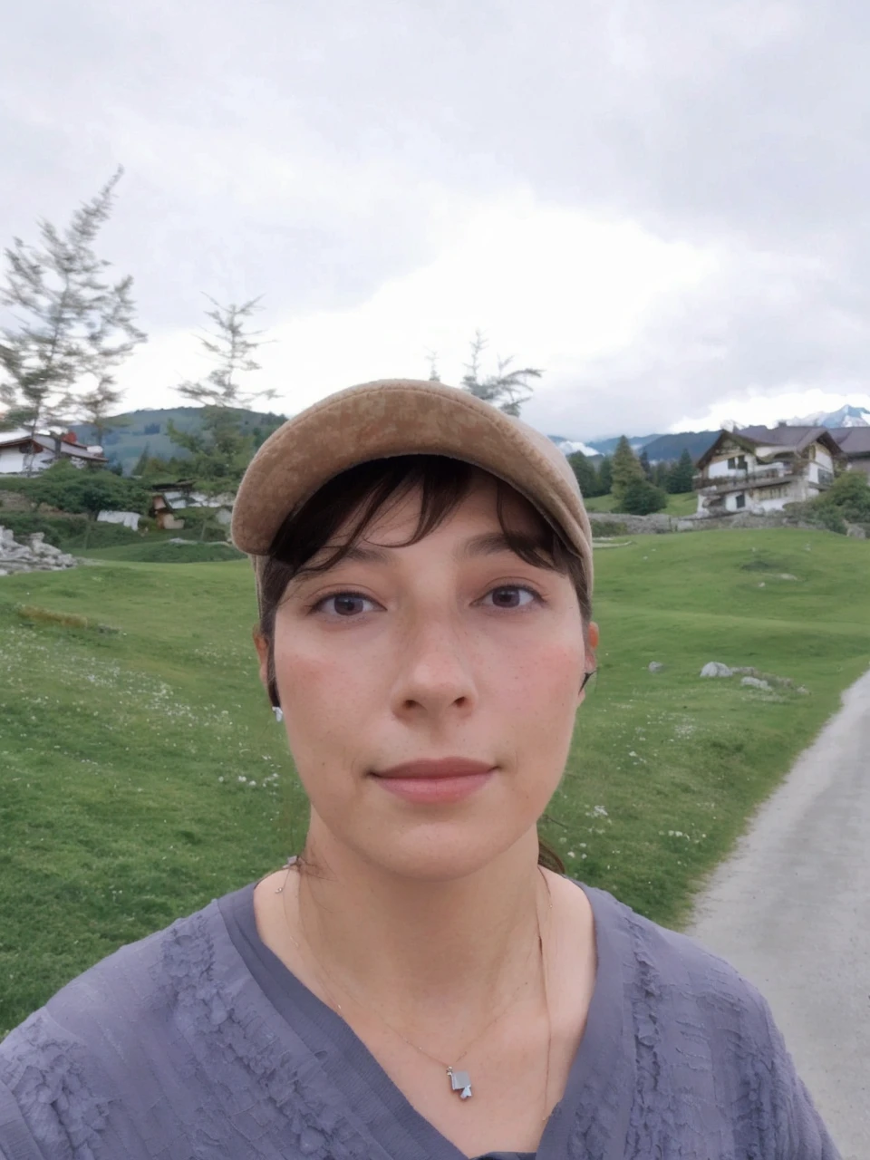 masterpiece,ultra realistic,32k,extremely detailed CG unity 8k wallpaper, best quality,
The Swiss Alps, Switzerland, ( Dark red A-line dress ) ,((spring day )), Beachy waves with a side part ,eardrop,lady ,necklace,