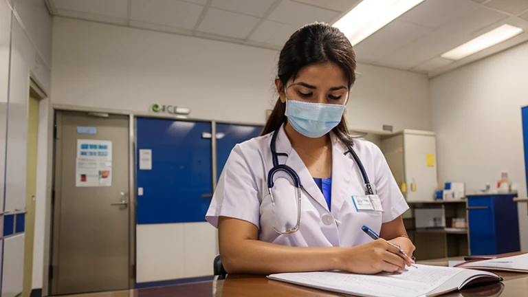 mujer enfermera trabajando en un hospital