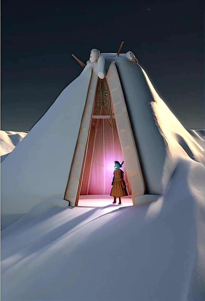 Une personne debout sur un sommet de montagne, regardant l'horizon....3D, detailed face, Unbalanced 16K
