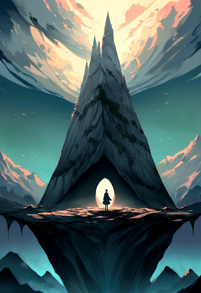 Une personne debout sur un sommet de montagne, regardant l'horizon