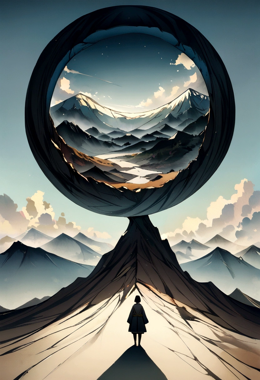 Une personne debout sur un sommet de montagne, regardant l'horizon