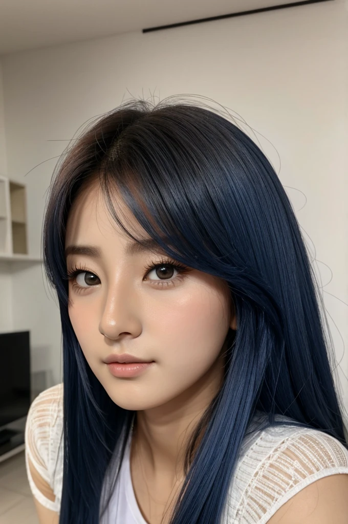 Chaeryeong con el cabello rubio y ojos azules