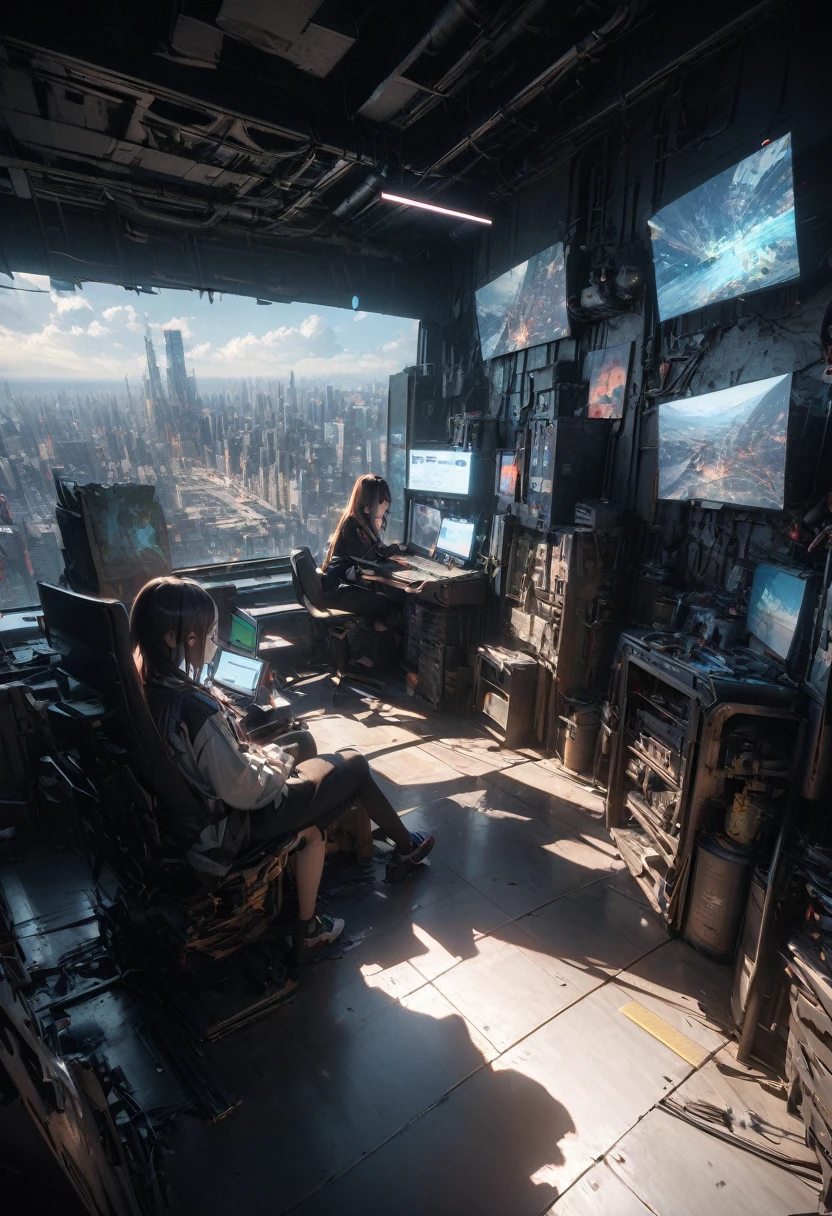 People live, Future city slums , Bright lighting, Spirited, Very crowded, Populous, Color Scheme, Art Station, Create ultra-realistic renderings of aircraft，cyber punk. Street cables densely cover the areas between buildings. Lighting scene lights on, quality\(8k,非常に精細なCGユニットのwallpaper, masterpiece,High resolution,top-quality,top-quality real texture skin,Surreal,Increase the resolution,RAW Photos,最高quality,Very detailed,wallpaper,Cinema Lighting,Ray-tracing,Golden Ratio\),(Long Shot),landscape,