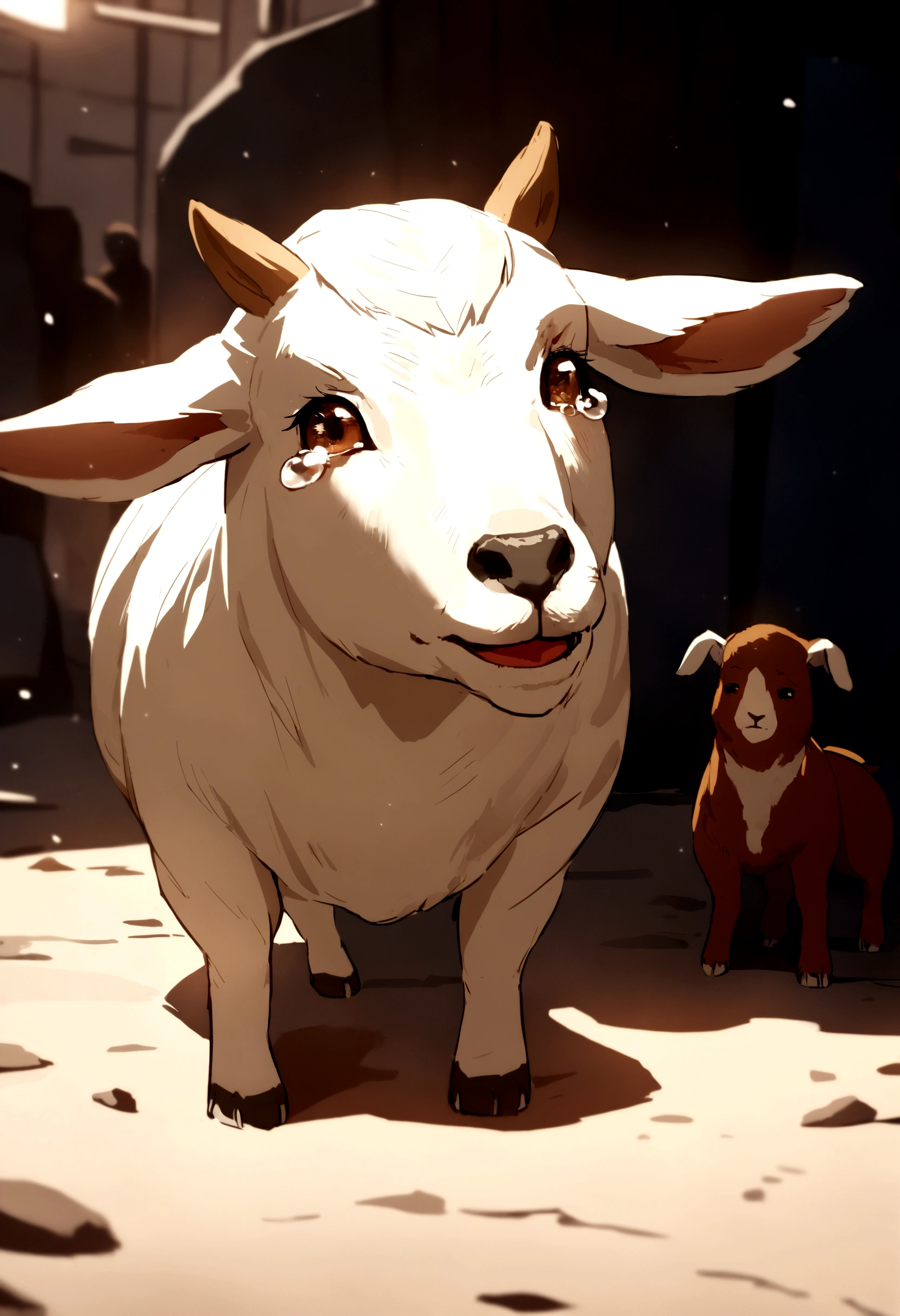 2 dogs exactly looking like goats with tears in eyes