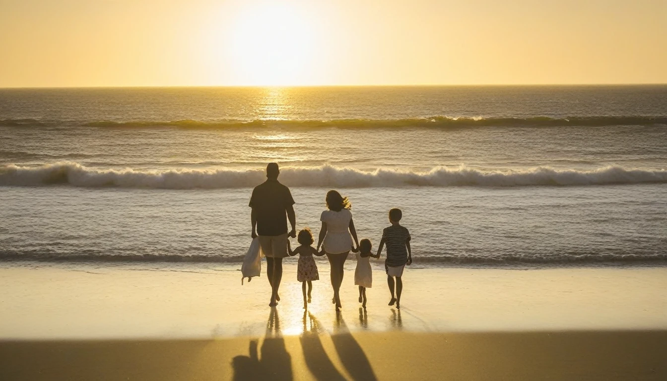 Family at beach
