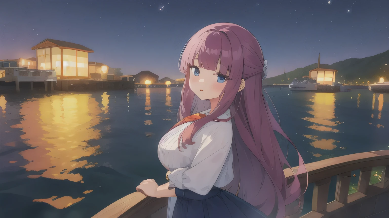 Highest quality,One girl,View your viewers,Sea of night
