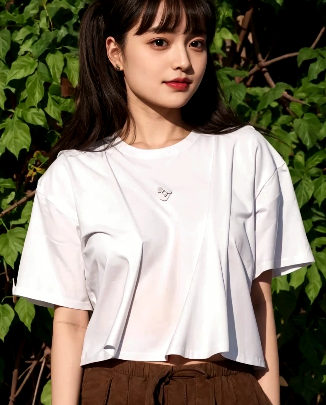 Visible stomach and navel