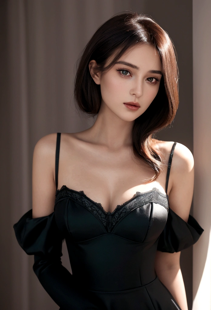 Femme de 25 ans, brune, visage parfait, elegant, tailleur , costume noirrt sexy, stg, beautiful 