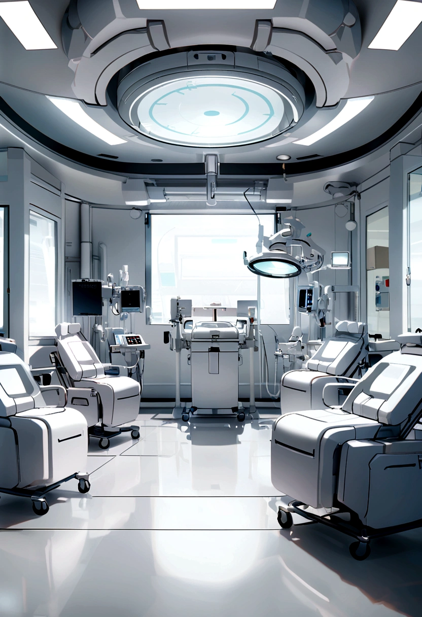 surgery room，operation room, white room, white surgery interior