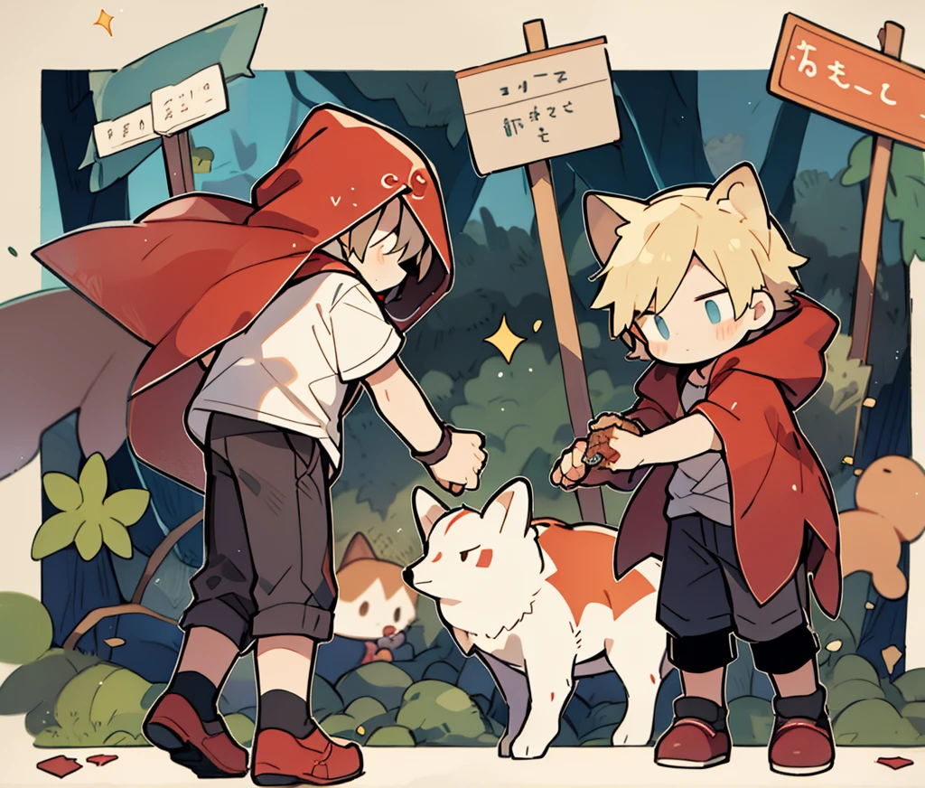 Little Red Riding Hood and the Young Man with Wolf Ears、Little、in the forest