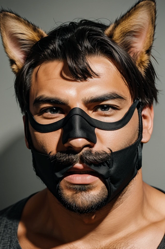 Make a logo of man who wear a cat mask