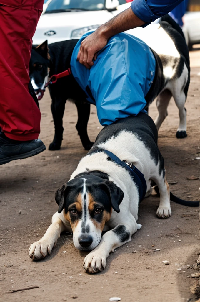 Veterinaria con risos abrazando a un perro