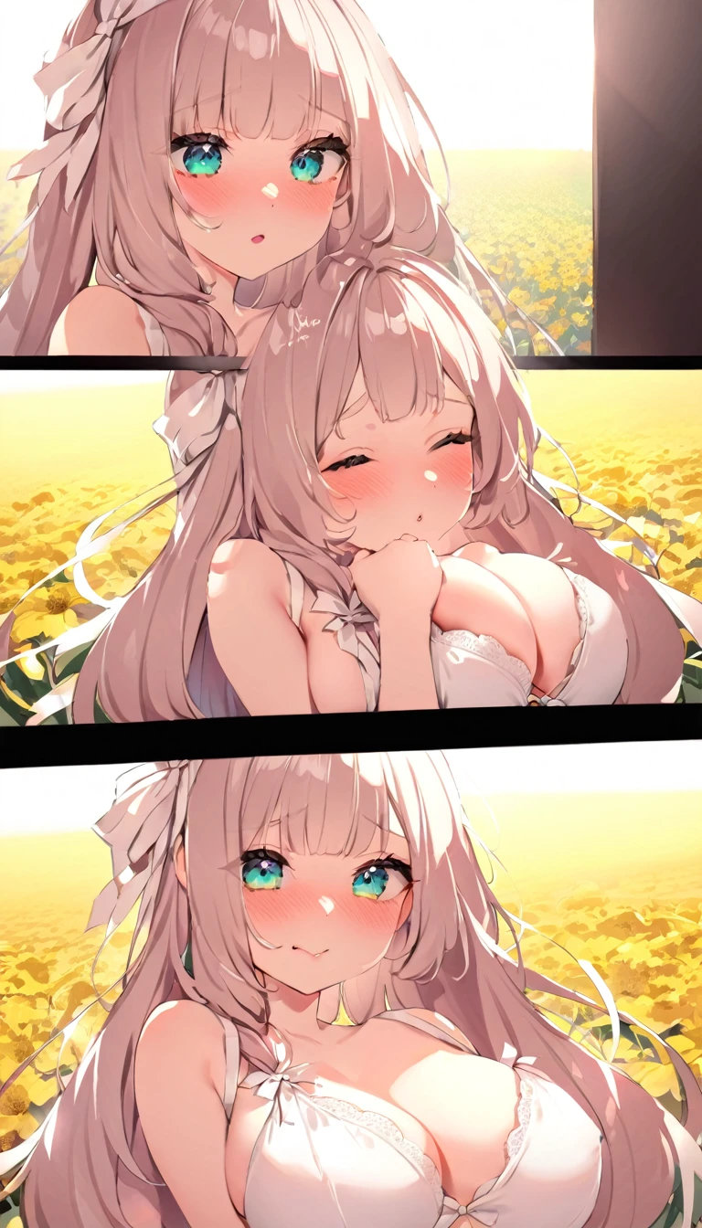 {{{{{16k,Ultra High-resolution realistic romantic Leaked photos of a bare neat virgin girl with her own swaying huge tits as pretty as a actress with white ribbons, She's in sunny glass field, she is so ashamed, so embarrassed, so humiliated, The way she embarrassed herself is adorable, The more shy she is, the smaller and cuter her face becomes}}}}},{{Extremely detailed}},{{{{{dye her cheeks flush and integrated her face pretty small, thick lips, Enchanting thick gross idol's Lips}}}}},{{{{{the best glossy bang neat long, voluminous hair}}}}},{{{{{the more her bodyline and transform into a pretty girl, her bare bodyline and weist are more and more curvier and softly, Injecting her with hormones to make her body, eyes, hair, body lines neat, All her shame turns to purity, and as she moans with a neat look on her face}}}}},{{{{{The more embarrassed she is, the more her tits droop and sag, and that's even more embarrassing when she gets to wear a bra for the first time}}}}}