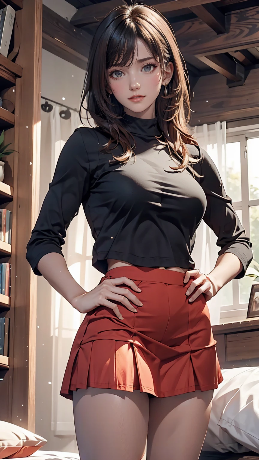 24-year-old woman、Micro Mini Skirt、Nubra、Place hands on hips