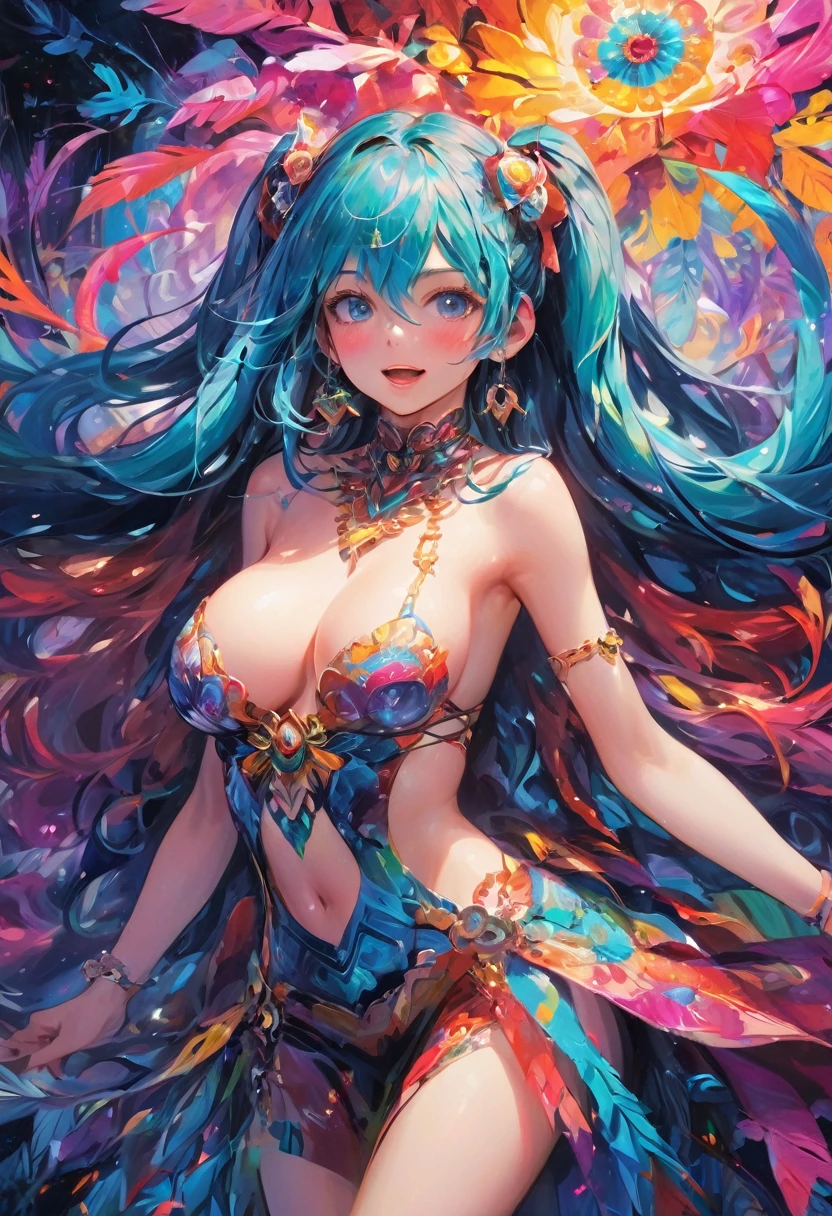 (Highest quality, 4K, 8k, High resolution, masterpiece:1.1), Very detailed, (Realistic, photoRealistic, photo-Realistic:1.37), expressive aesthetics, 1960s counterculture, Brightly colored humanoid, Psychedelic Art, Retro art style, Sharp details, abstract pattern, , , , Psychedelic Background, , , Fractal Art, Multicolored neon lights, A unique and trippy perspective, landscape, Hallucinations, a mind-changing experience, Motion Blur, Fluid movement, Synthesizer Sounds, Realistic fur rendering, Rich and vibrant color palette, , Mysterious glow, high contrast lighting, , Both eyes are the same size, One Girl, alone, huge breasts, , , , Wet, Glowing Skin, , , , , , , , Red cheeks, , , , , , Beautiful nipples, , , pussy, , Shiny rosy lips, Sexy posture, Dynamic pose,Lens flare, Hatsune Miku, , cyan hair, ,Chest compressions,, , , orgasm, , Sex slave, bondage, bdsm, Perverse laughter, Obscene, , kneelin