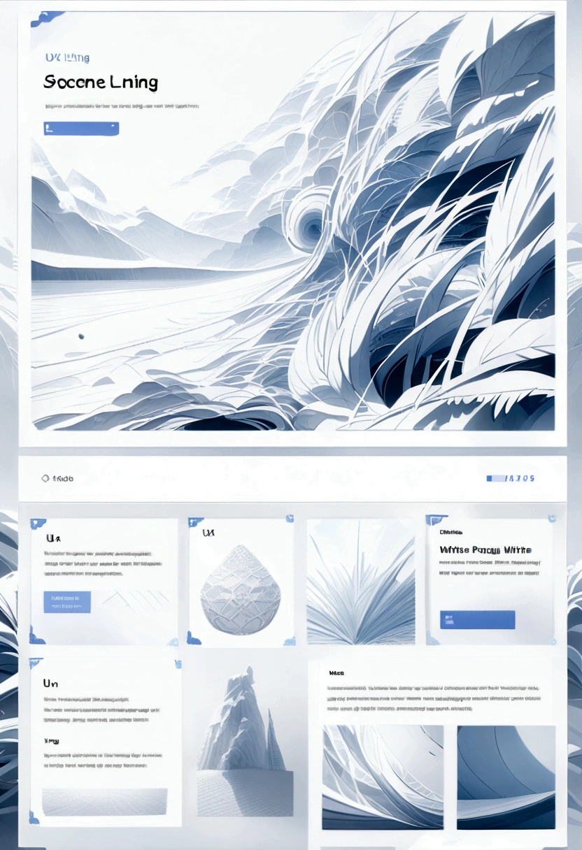white landing page ui ux theme website, white and blue (mostly white) theme