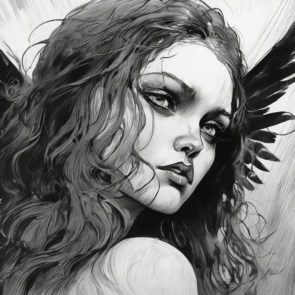 Drawing of an undead fairy demon by Juni Ito, horror manga, by Junji Ito, nuetral, surreal psychedelic ????, dark,  4k  