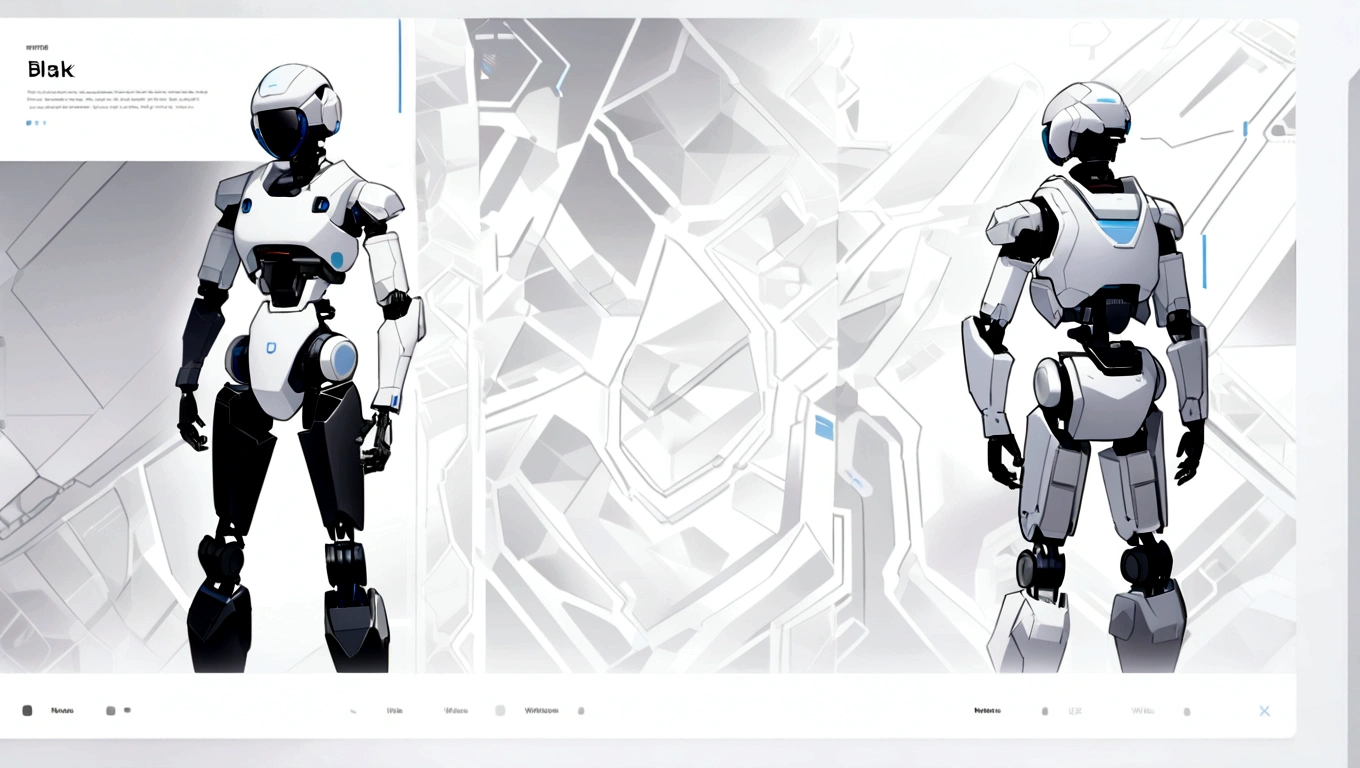white hero page ui ux theme website, white and blue (mostly white) theme, robotic surgery black and white silhouette