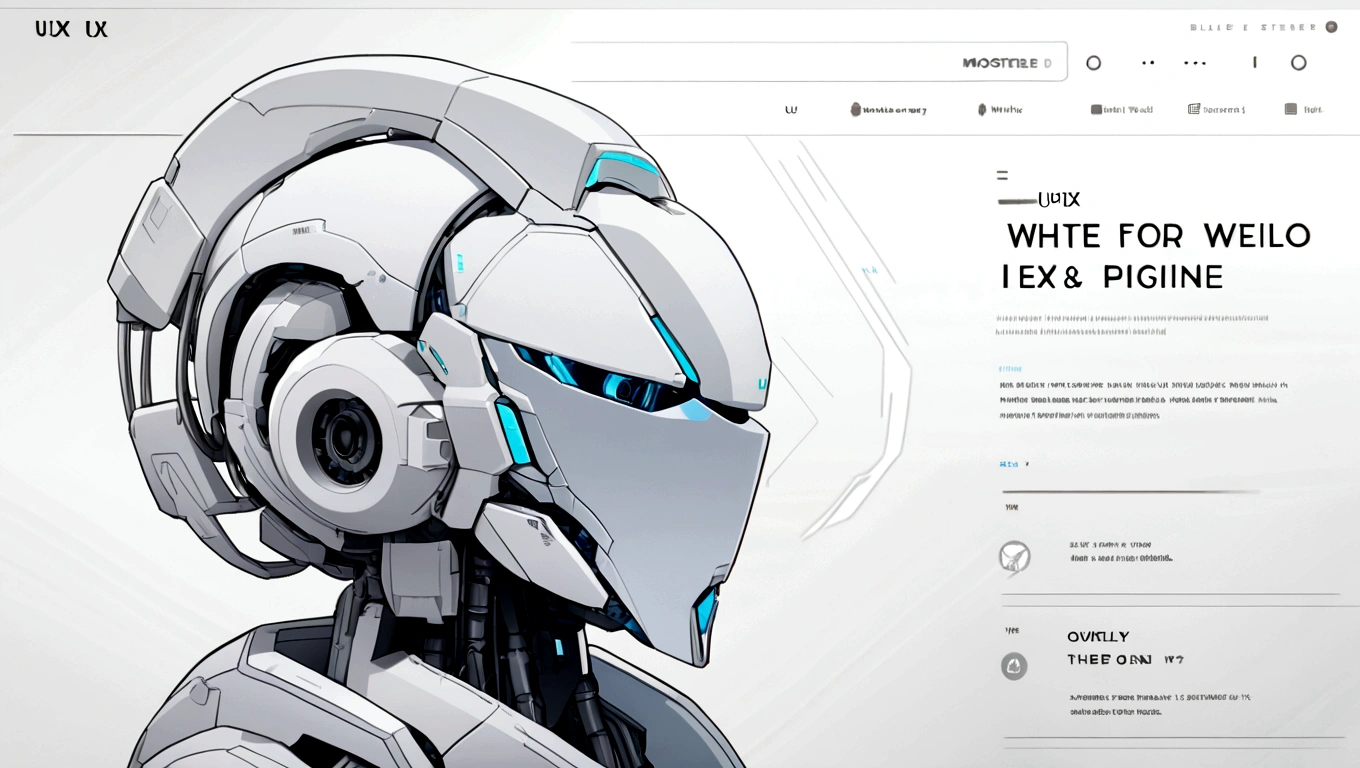 white hero page ui ux theme website, white and blue (mostly white) theme, robotic surgery black and white silhouette