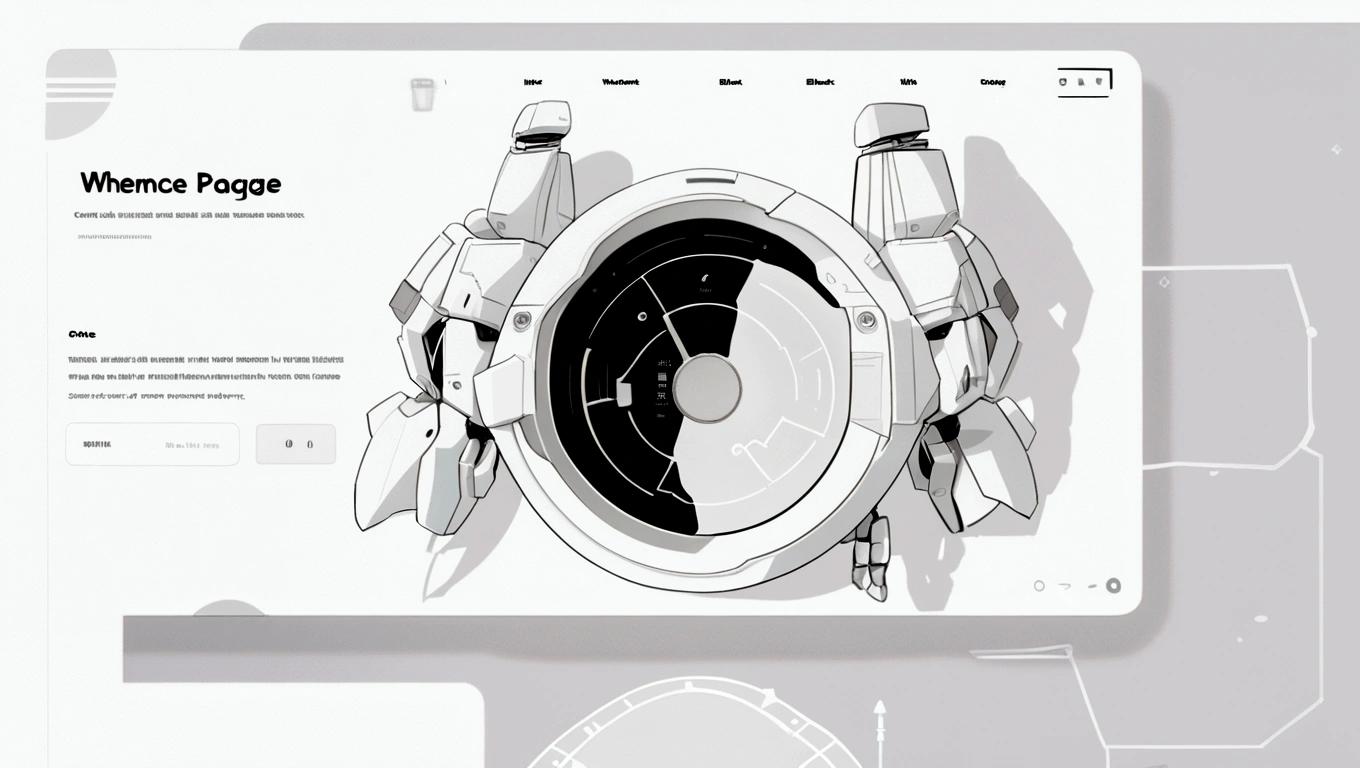 white hero page ui ux theme website, white and blue (mostly white) theme, robotic surgery black and white silhouette