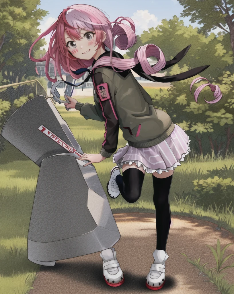 {{{masterpiece}}}, {{{Highest quality}}},megumegu, One girl, alone, Knee socks, Multicolored Hair, Pink Hair, Split Color Hair, Striped, Asymmetrical legwear, Mismatched legwear, Food, Long Hair, Purple eyes, Two-tone hair,Drill Hair, [Face 2 pink heart mark],rabbit Food, View your viewers, skirt, Foodie, animal Food, blush, shoes, Striped Knee socks,Are standing,smile
,nice,utopianism,nature,Refined rendering,original,Deepening the contours,High-key, low-variation brightness scale,Soft Light,Light and darkness intertwined  