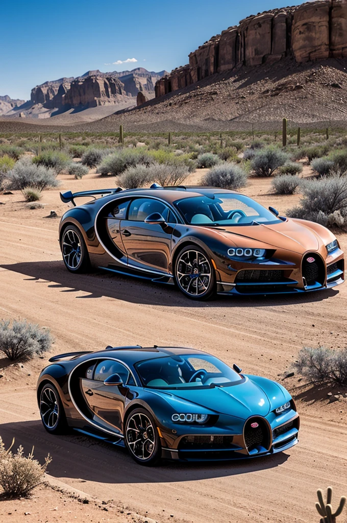 A bugatti chiron in desert