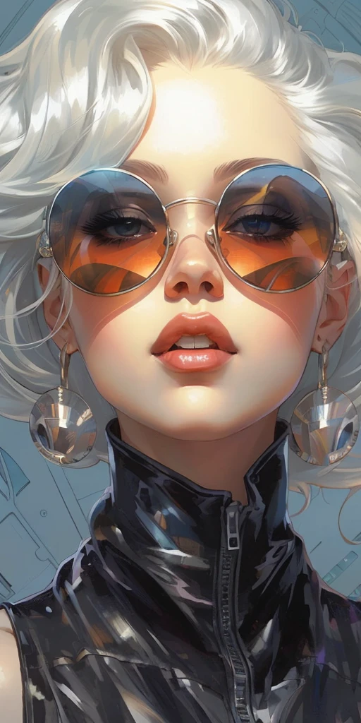 painting of a woman with sunglasses and a leather jacket, lois van rossdraws, ross tran style, moebius + loish + wlop, rossdraws | afrofuturism, rossdraws 2. 0, by Ross Tran, in the style of ross tran, rossdraws 1. 0, rossdraws global illumination, style ivan talavera and artgerm