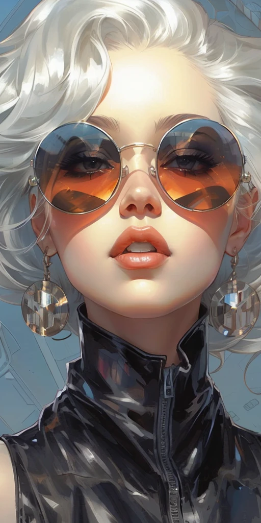 painting of a woman with sunglasses and a leather jacket, lois van rossdraws, ross tran style, moebius + loish + wlop, rossdraws | afrofuturism, rossdraws 2. 0, by Ross Tran, in the style of ross tran, rossdraws 1. 0, rossdraws global illumination, style ivan talavera and artgerm