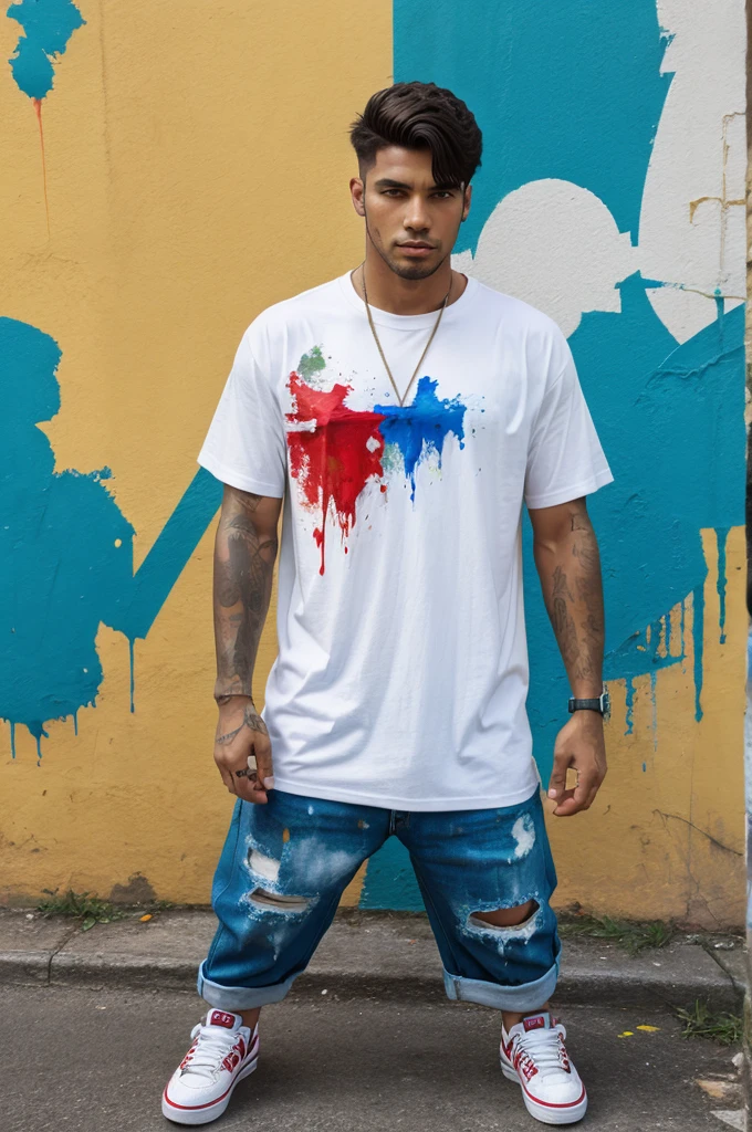 Full size male with paint and shirt with shoes