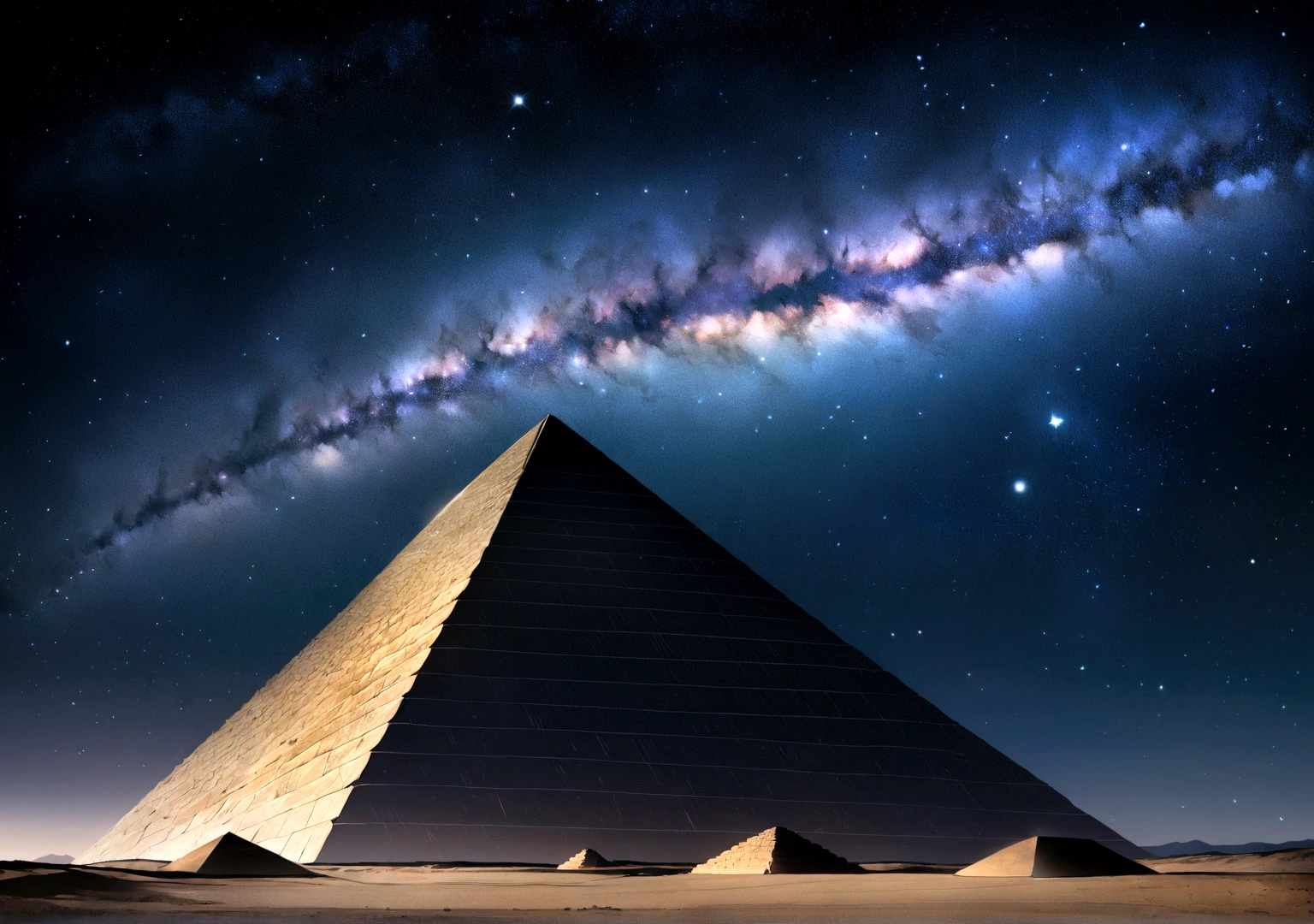 Master Parts、Superior Quality、Excellent image quality、8K quality、Beautiful starry sky photos、grow、Arched Milky Way:1.9、pyramid