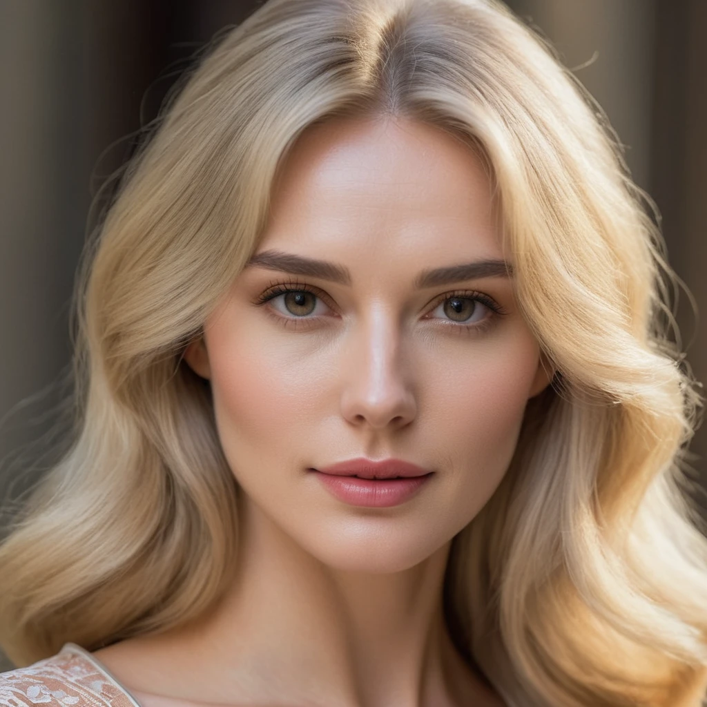 Blonde hair, European, slightly plump face, fair skin, delicate facial features, frontal face, 4k, clear picture quality,