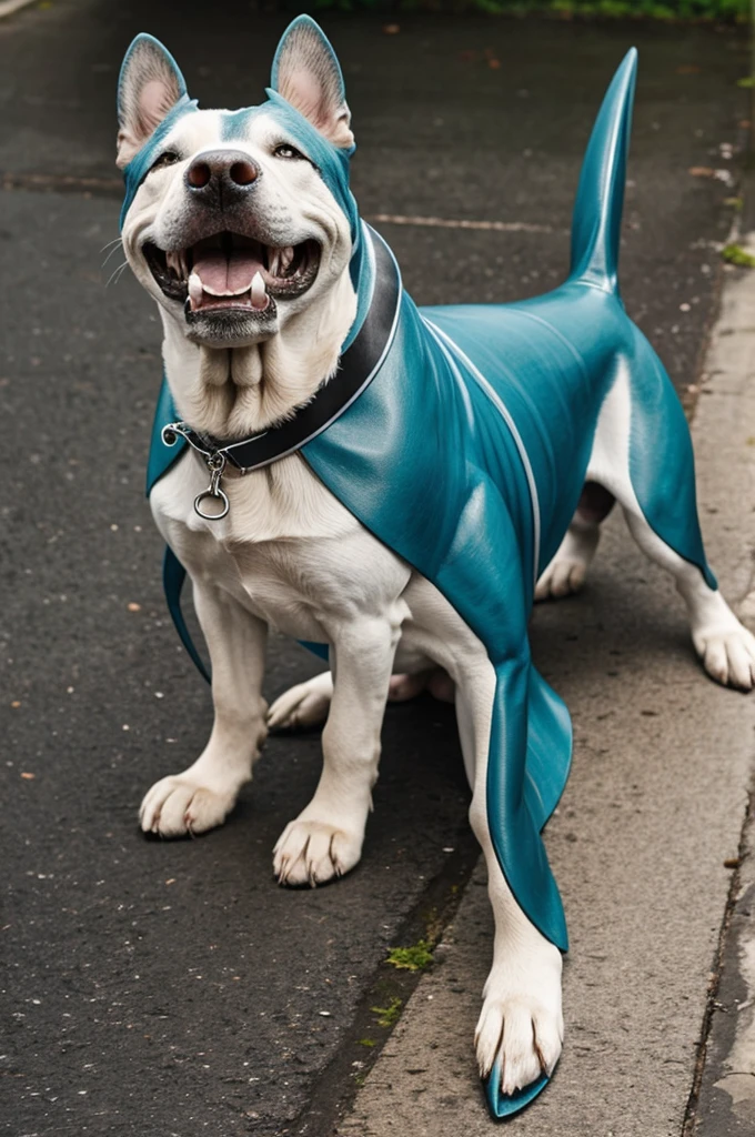 A dog with fin like shark