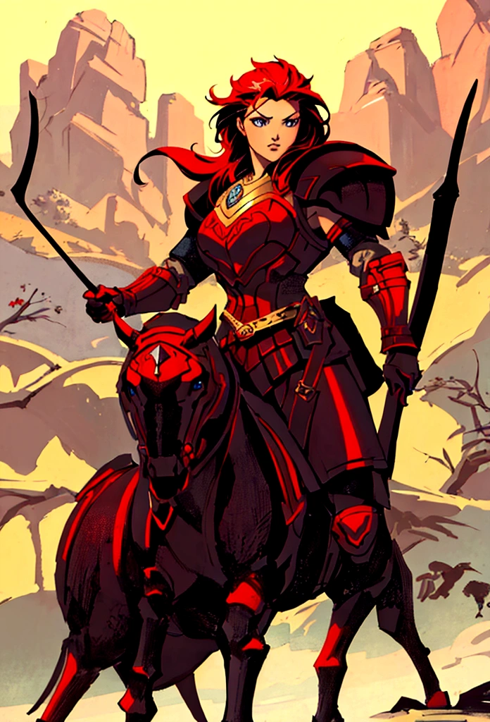 Female Adventurer, full body, Game Art Style, (masterpiece), highest quality, High resolution, 4k, 8K, Detail view, intricate details, cinematic lighting, amazing quality, 1 girl, blue eyes, Brave female warrior in red armor, Crimson armor、