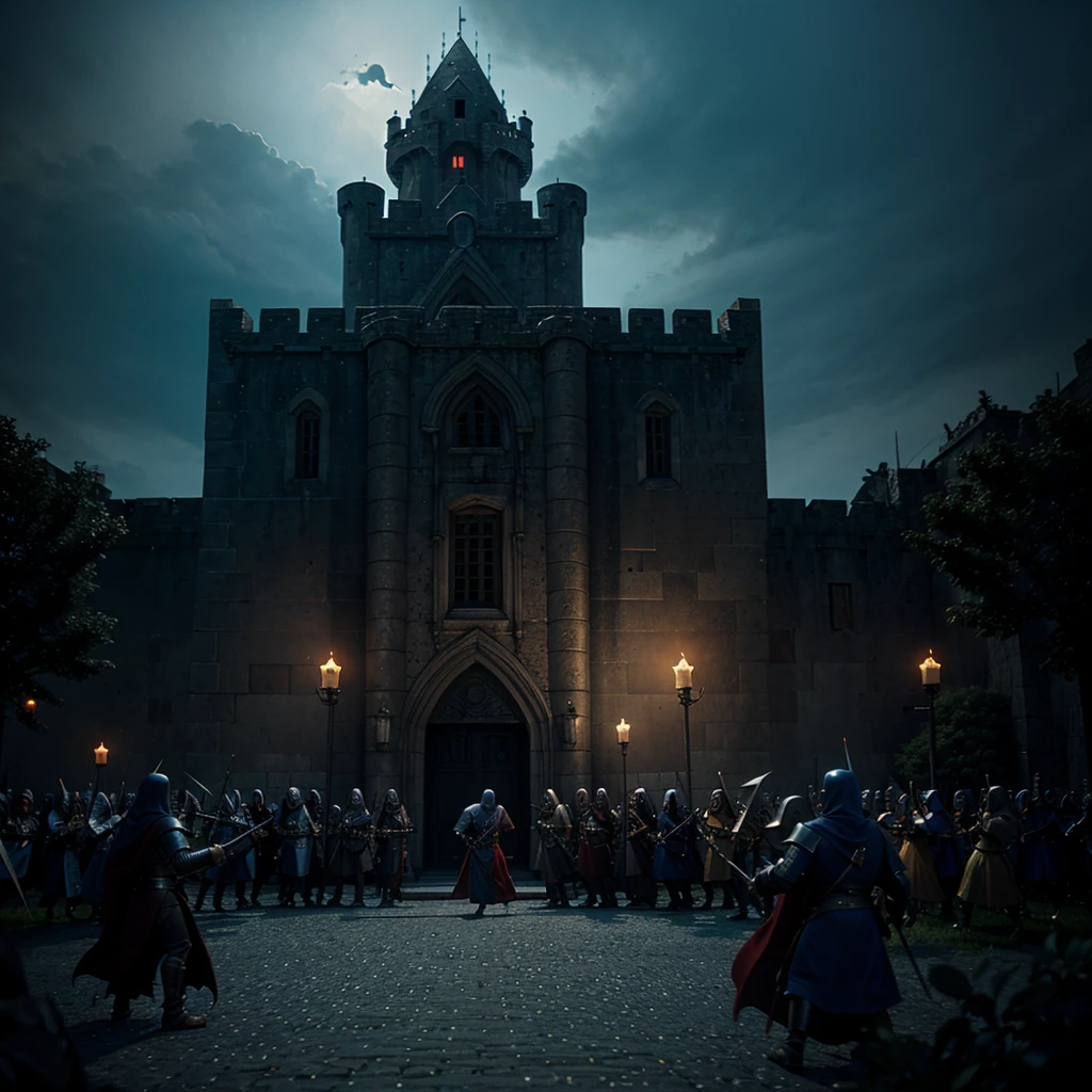 undead castle like in the game Heroes of Might and Magic 3, photorealistic, cinematic perspective from the game