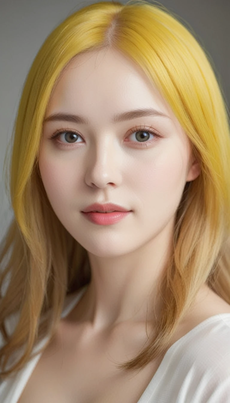 Yellow hair,European,Slightly chubby face shape,White skin,Exquisite facial features,Positive face,4k,Clear picture quality