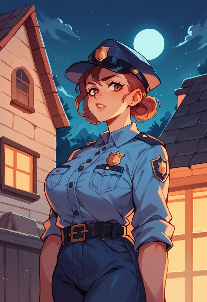 1woman,big bust,policewoman,night,deserted house,binding
