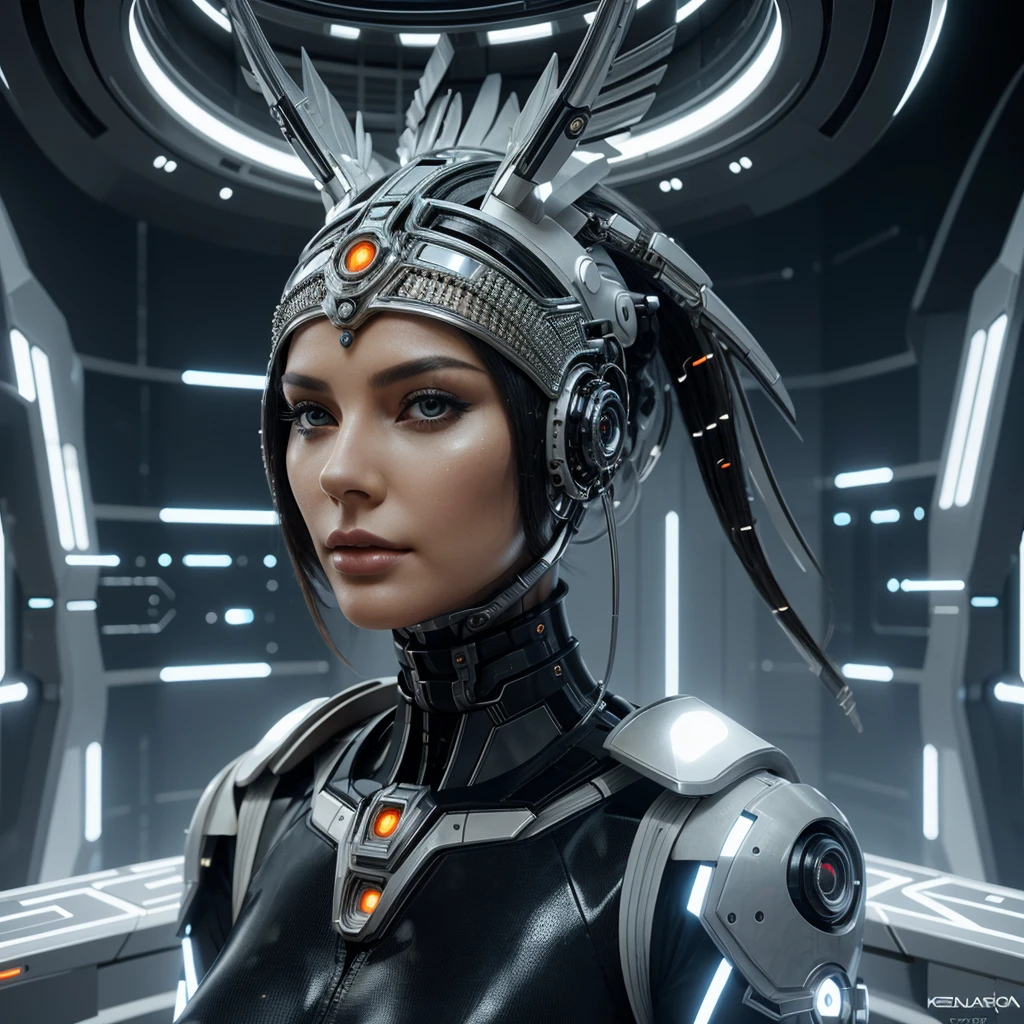 woman in headdress, on the planet, full length, seductive, very detailed visual portrait, symmetry! futuristic робототехник, nice, on another planet, extremely detailed shot of the goddess, beautiful cyborg girl, Jason Angle, keyframe, anthropomorphic _ Humanoid, futuristic, realistic and high quality