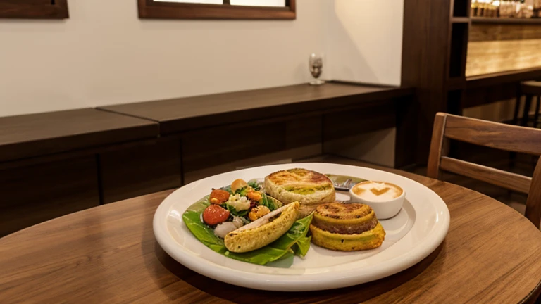 platos sobre una mesa y tasas de cafe